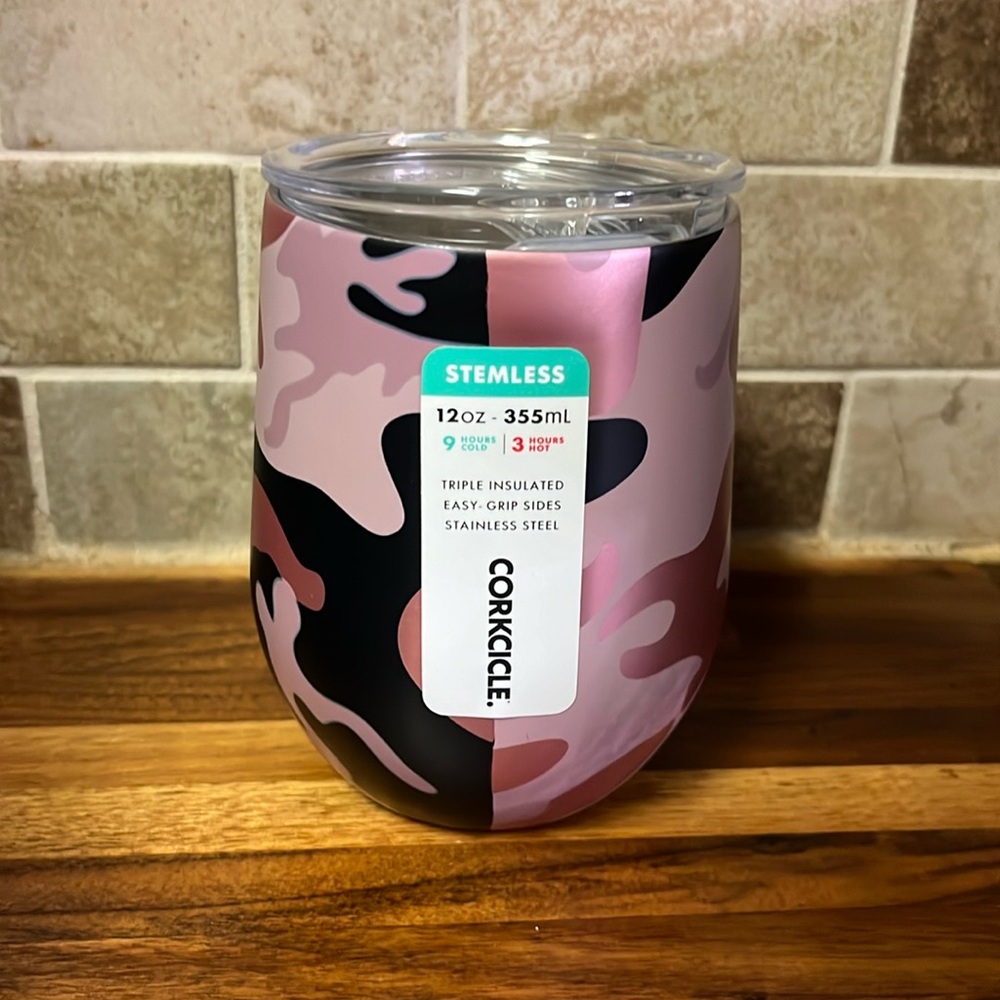 Corkcicle Rose Camo Stemless